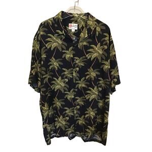 Hilo Hattie Hawaiian Shirt Mens Sz 2XL Short Sleeve Vacation Palm Tree Print